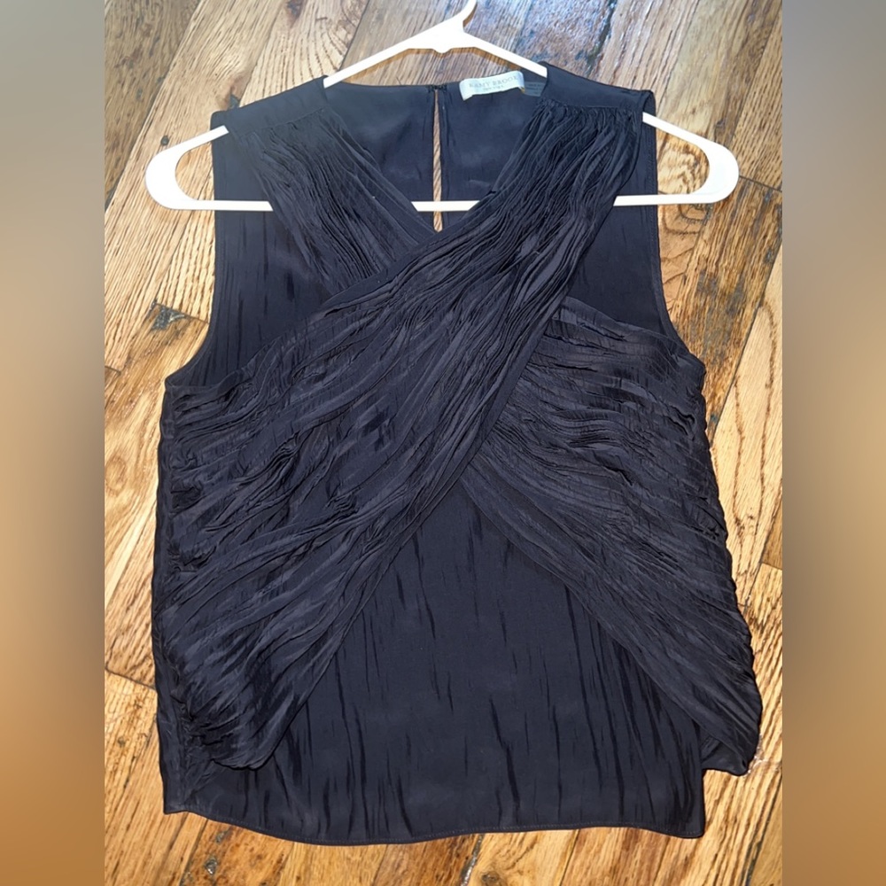 Ramy Brook Black Silky Criss Cross Sleeveless Top XS/P like new!